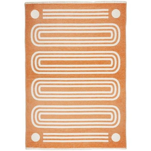 Novel Flachwebeteppich, Rost, Textil, Streifen, rechteckig, 160 cm, ISO 9001, Textiles Vertrauen - Oeko-Tex®, Global Recycled Standard (Grs), für Fußbodenheizung geeignet, beidseitig verwendbar, in verschiedenen Größen erhältlich, Hausstauballergiker