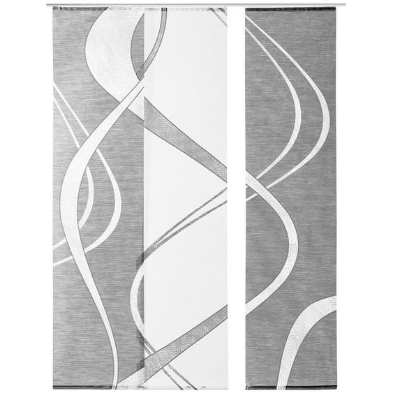 Novel Flächenvorhang , Grau, Weiß , Textil , Wellen , 60x245 cm , Wohntextilien, Gardinen & Vorhänge, Schiebegardinen