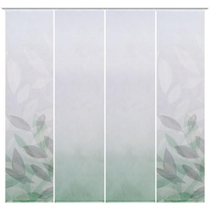 Novel Flächenvorhang Abigail, Grün, Textil, Blätter, 60x245 cm, mit Flauschband, Öffnung für Beschwerungsstab, ohne Technik, Wohntextilien, Gardinen & Vorhänge, Schiebegardinen