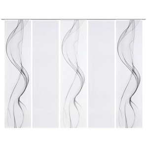 Novel Flächenvorhang Fumaso, Grau, Weiß, Textil, Abstraktes, 60x245 cm, mit Flauschband, Wohntextilien, Gardinen & Vorhänge, Schiebegardinen