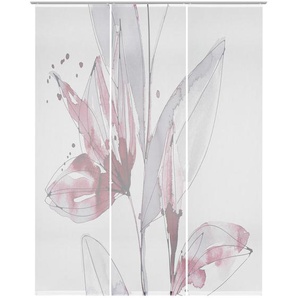 Novel Flächenvorhang Grigio , Rot , Textil , Blume , 60x245 cm , mit Flauschband, ohne Technik , Wohntextilien, Gardinen & Vorhänge, Schiebegardinen