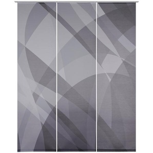 Novel Flächenvorhang Kaleido, Anthrazit, Silber, Textil, Abstraktes, 60x245 cm, mit Flauschband, Öffnung für Beschwerungsstab, ohne Technik,