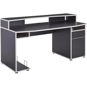 Novel Gaming , Anthrazit, Weiß , 1 Schubladen , rechteckig , Wange , 65.3x90.8 cm , Kabeldurchlass, Stauraum , Arbeitszimmer, Schreibtische, PC- & Computertische