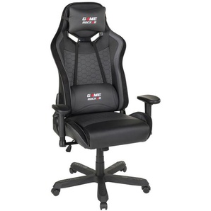 Novel Gamingstuhl, Schwarz, Textil, Drehkreuz, 72x128-138x72 cm, Wippmechanik mit Härtegradeinstellung, Rückenlehne in S-Form, Sitzfläche 360° drehbar, Nackenkissen abnehmbar, Kinder & Jugendmöbel, Jugendmöbel, Gamingstühle