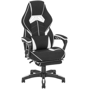 Novel Gamingstuhl, Schwarz, Weiß, Metall, Kunststoff, Textil, Sternfuß, 65x114x67 cm, Sitzfläche 360° drehbar, ausziehbare Fußstütze, Kinder- &