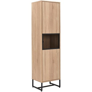 Novel Garderobenschrank, Schwarz, Sonoma Eiche, Holzwerkstoff, 2 Fächer, 50x190x41 cm, Garderobe, Garderobenschränke, Garderobenschränke
