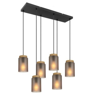 Novel Hängeleuchte, Grau, Schwarz, Metall, Glas, zylindrisch,zylindrisch, 24x120x77.5 cm, RoHS, CE, Lampen & Leuchten, Innenbeleuchtung, Hängelampen, Pendelleuchten