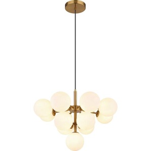 Novel Hängeleuchte, Opal, Gold, Metall, Glas, 120 cm, Lampen & Leuchten, Innenbeleuchtung, Hängelampen, Pendelleuchten