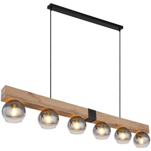 Novel Hängeleuchte, Schwarz, Holz, Metall, Glas, Eiche, 15x120x140 cm, Lampen & Leuchten, Innenbeleuchtung, Hängelampen