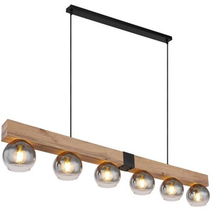 Novel Hängeleuchte, Schwarz, Holz, Metall, Glas, Eiche, 15x120x140 cm, Lampen & Leuchten, Innenbeleuchtung, Hängelampen, Pendelleuchten