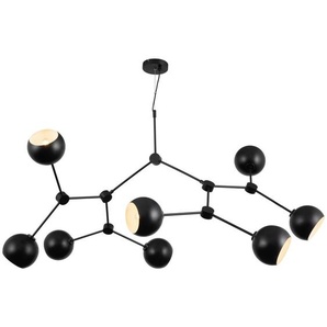 Novel Hängeleuchte, Schwarz, Metall, Wellen,Wellen, Blume,Blume, 110x159x148 cm, RoHS, ISO 9001, Bsci, CE, höhenverstellbar, verstellbare Arme, Lampen & Leuchten, Innenbeleuchtung, Hängelampen, Pendelleuchten