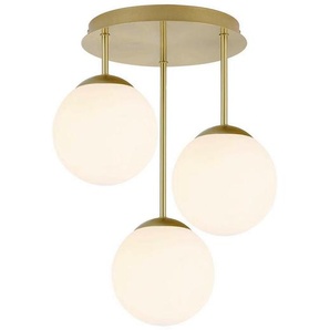 Novel Hängeleuchte, Weiß, Gold, Metall, Glas, rund,rund, 41.5 cm, RoHS, CE, Lampen & Leuchten, Innenbeleuchtung, Hängelampen