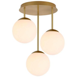 Novel Hängeleuchte, Weiß, Gold, Metall, Glas, rund,rund, 41.5 cm, RoHS, CE, Lampen & Leuchten, Innenbeleuchtung, Hängelampen