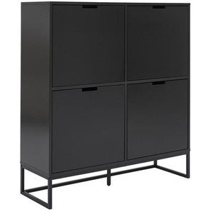 Novel Highboard, Anthrazit, Schwarz, Metall, Holzwerkstoff, 4 Fächer, 120x130x40 cm, Bsci, Typenauswahl, Beimöbel erhältlich, stehend, Wohnzimmer, Kommoden & Sideboards, Highboards