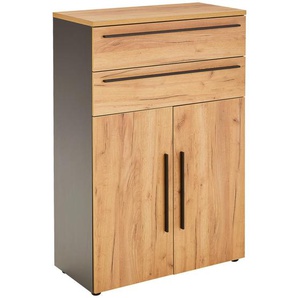 Novel Highboard, Graphit, Eiche, Holzwerkstoff, 1 Fächer, 2 Schubladen, 80x120x40 cm, Made in Germany, Typenauswahl, Beimöbel erhältlich, Wohnzimmer, Kommoden & Sideboards, Highboards