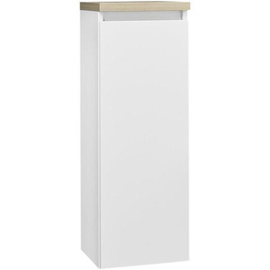 Novel Highboard , Weiß, Eiche , Glas , 2 Fächer , 30x85.8x30 cm , Made in Germany , hängend , Badezimmer, Badezimmerspiegel, Badspiegel