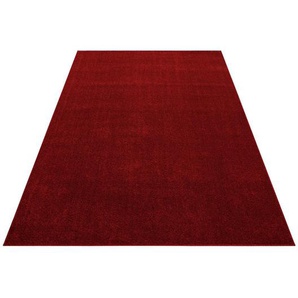 Novel Hochflorteppich ATA 7000, Rot, Textil, Uni, rechteckig, 120x170 cm, Oeko-Tex® Standard 100, für Fußbodenheizung geeignet, schmutzabweisend,