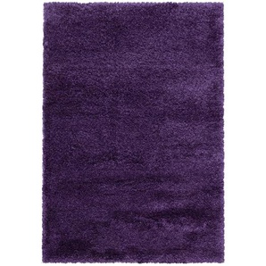 Novel Hochflorteppich Fluffy 3500 Lila , Lila , Textil , Uni , rechteckig , 140 cm , Oeko-Tex® Standard 100 , für Fußbodenheizung geeignet, schmutzabweisend, Hausstauballergiker lichtunempfindlich, antistatisch, waschbar, pflegeleicht, strapazierfähig,