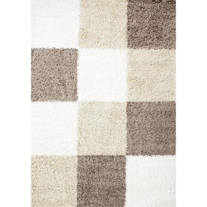 Novel Hochflorteppich Life 1501 , Hellbraun , Textil , Karo , rechteckig , 200 cm , Oeko-Tex® Standard 100 , für Fußbodenheizung geeignet, schmutzabweisend, Hausstauballergiker lichtunempfindlich, antistatisch, waschbar, pflegeleicht, strapazierfähig,