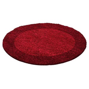 Novel Hochflorteppich Life 1503 , Rot , Textil , Bordüre , rund , Oeko-Tex® Standard 100 , für Fußbodenheizung geeignet, schmutzabweisend, Hausstauballergiker lichtunempfindlich, antistatisch, waschbar, pflegeleicht, strapazierfähig, leicht