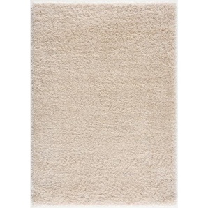 Novel Hochflorteppich Porto, Creme, Textil, Uni, rechteckig, 160x230 cm, für Fußbodenheizung geeignet, Teppiche & Böden, Teppiche, Hochflorteppiche &