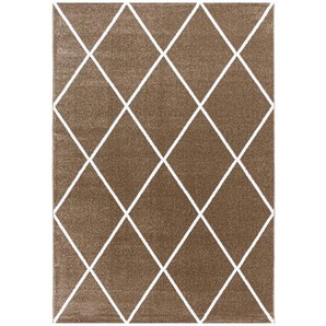 Novel Hochflorteppich Rio 4601 kuper , Kupfer , Textil , Raute , rechteckig , 120 cm , Oeko-Tex® Standard 100 , für Fußbodenheizung geeignet, schmutzabweisend, Hausstauballergiker lichtunempfindlich, antistatisch, waschbar, pflegeleicht, strapazierfähig,