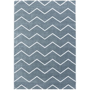 Novel Hochflorteppich Rio 4602 blau , Blau , Textil , Streifen , rechteckig , 120 cm , Oeko-Tex® Standard 100 , für Fußbodenheizung geeignet, schmutzabweisend, Hausstauballergiker lichtunempfindlich, antistatisch, waschbar, pflegeleicht, strapazierfähig,