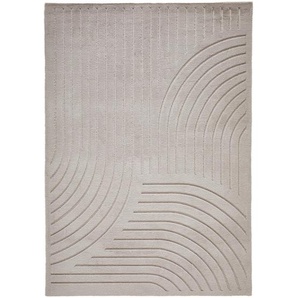 Novel Hochflorteppich Siena, Taupe, Kunststoff, geometrisch, rechteckig, 80x150 cm, Bsci, Oeko-Tex® Standard 100, für Fußbodenheizung geeignet,