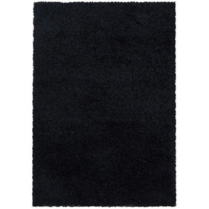 Novel Hochflorteppich Sydney 3000 schwarz, Schwarz, Textil, Uni, rechteckig, 60x110 cm, Oeko-Tex® Standard 100, für Fußbodenheizung geeignet, schmutzabweisend, Hausstauballergiker lichtunempfindlich, antistatisch, pflegeleicht, strapazierfähig, leicht