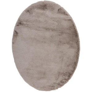 Novel Hochflorteppich, Taupe, Textil, Uni, oval, 70x130 cm, Oeko-Tex® Standard 100, für Fußbodenheizung geeignet, Teppiche & Böden, Teppiche,