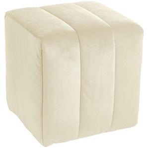 Novel Hocker , Beige , Textil , quadratisch , 43x50x43 cm , Stoffauswahl, erweiterbar (Typenauswahl) , Wohnzimmer, Hocker, Sitzhocker