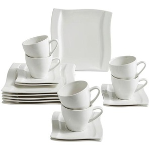 Novel Kaffeeservice Swing, Weiß, Keramik, 18-teilig, Wellen, 220 ml,220 ml, Lfgb, Essen & Trinken, Geschirr, Geschirr-Sets, Kaffeeservice