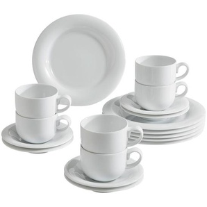 Novel Kaffeeservice Tavola, Weiß, Keramik, 18-teilig, 200 ml,200 ml, Lfgb, Essen & Trinken, Geschirr, Geschirr-Sets, Kaffeeservice