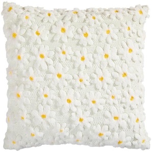 Novel Kissenhülle Margie, Weiß, Textil, Blume, 45x45 cm, Oeko-Tex® Standard 100, Wohntextilien, Bezüge, Kissenbezüge