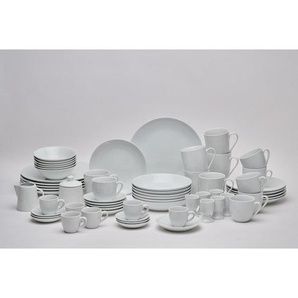 Novel Kombiservice Pisa, Weiß, Keramik, 62-teilig, Uni, 190 ml,190 ml,220 ml,270 ml,90 ml,420 ml,430 ml, Lfgb, lebensmittelecht, Essen & Trinken, Geschirr, Geschirr-Sets, Kombiservice