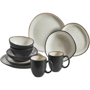 Novel Kombiservice Søren Ivory, Creme, Keramik, 10-teilig, Farbverlauf, 390 ml,725 ml, Lfgb, Handmade Quality, lebensmittelecht, Essen & Trinken,