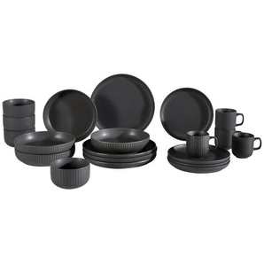 Novel Kombiservice Timeless, Schwarz, Keramik, 20-teilig, 240 ml,240 ml,430 ml, Lfgb, Essen & Trinken, Geschirr, Geschirr-Sets, Kombiservice