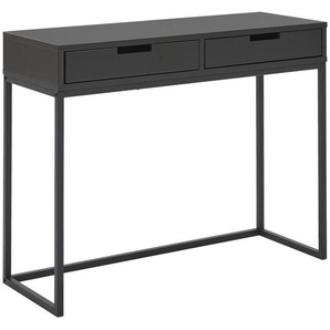 Novel Konsolentisch, Grau, Schwarz, Metall, Holzwerkstoff, 2 Schubladen, rechteckig, eckig, 36x77x100 cm, Bsci, einfacher Aufbau, Wohnzimmer,