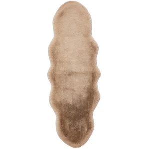 Novel Kunstfell Luna Double, Taupe, Textil, Fell, Tierform, 55x160 cm, Reach, Bsci, für Fußbodenheizung geeignet, waschbar, Teppiche & Böden, Teppiche, Fellteppiche