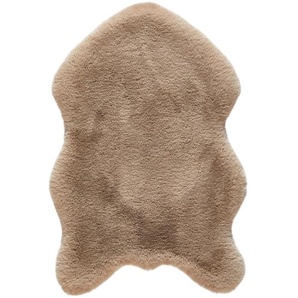Novel Kunstfell Luna, Taupe, Textil, Tierform, 60x90 cm, waschbar, pflegeleicht, Teppiche & Böden, Teppiche, Fellteppiche