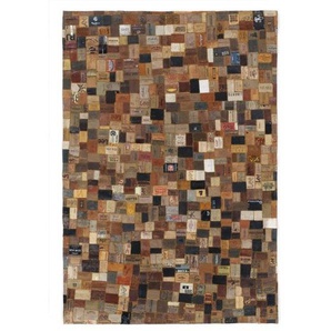 Novel Lederteppich Labelstar, Natur, Hellgrau, Textil, Patchwork, rechteckig, 140x200 cm, in verschiedenen Größen erhältlich, Teppiche & Böden,