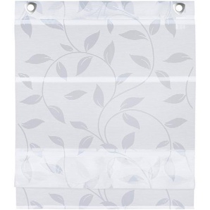 Novel Magnetrollo Boria, Weiß, Textil, Blätter, 80x130 cm, Oeko-Tex® Standard 100, Länge universell einstellbar, Wohntextilien, Rollos & Jalousien,