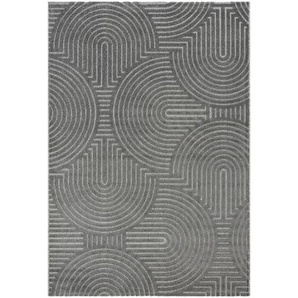 Novel Outdoorteppich Berlin, Grau, Textil, Boho, rechteckig, 60x110 cm, für Fußbodenheizung geeignet, schmutzabweisend, Hausstauballergiker