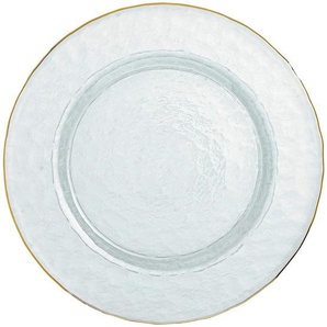 Novel Platzteller, Gold, Transparent, Glas, Uni, rund, Lfgb, handbemalt, Essen & Trinken, Geschirr, Teller, Platzteller