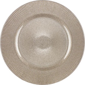 Novel Platzteller, Hellbraun, Glas, 4-teilig, rund, Lfgb, Essen & Trinken, Geschirr, Teller, Platzteller