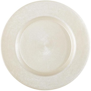 Novel Platzteller Set 4-tlg., Weiß, Glas, Uni, rund, Lfgb, handbemalt, Essen & Trinken, Geschirr, Teller, Platzteller