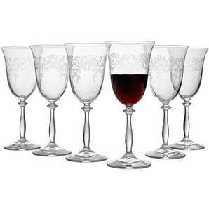 Novel Rotweinglas-Set, Klar, Glas, 6-teilig, 350 ml, Pantografieverzierung, Essen & Trinken, Gläser, Gläser-Sets