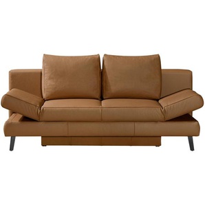 Novel Schlafsofa , Braun , Leder , Echtleder , Rindleder , Uni , 2-Sitzer , 200x85x90 cm , Lederauswahl, Schlafen auf Sitzhöhe , Wohnzimmer, Sofas & Couches, Wohnlandschaften, Ledersofas