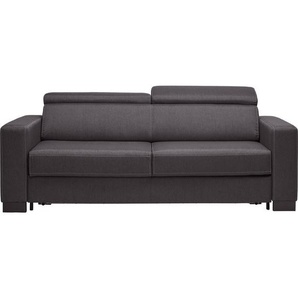 Novel Schlafsofa Ariella, Dunkelgrau, Textil, Buche, massiv, Uni, 3-Sitzer, 222x83x104 cm, Liegefunktion, Rücken echt, Kinder- & Jugendzimmer,