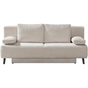 Novel Schlafsofa Spicy, Beige, Textil, Uni, 2-Sitzer, Füllung: Polyurethan (Pur), 193x85x88 cm, Fußauswahl, Stoffauswahl, Rücken echt, Wohnzimmer, Sofas & Couches, Schlafsofas, Schlafsofas mit Bettkasten
